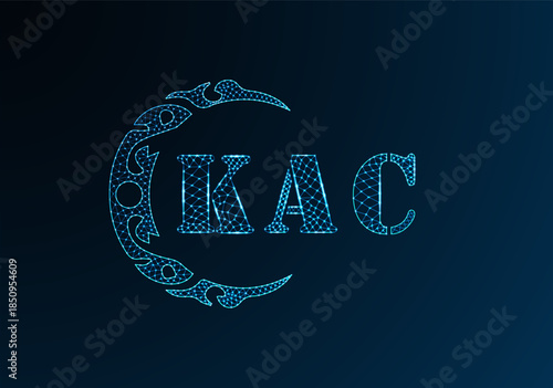 Low poly letter logo KAC design. KAC letter logo low poly vector design on blue color gradient background. KAC logo low poly design