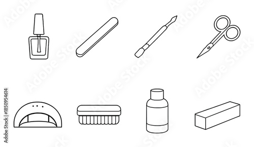 Essential nail care tools on black background