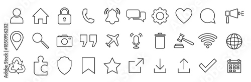 Web icon set. Home, email, address, globe, chat, message, mail, telephone, information, support, search, website, icon. Contact and web icons set. Website set icon vector.