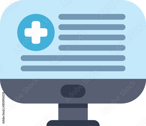 Computer monitor is showing medical information, representing online healthcare and digital medical records
