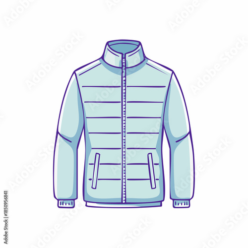 Illustrated puffer jacket design isolated on white background