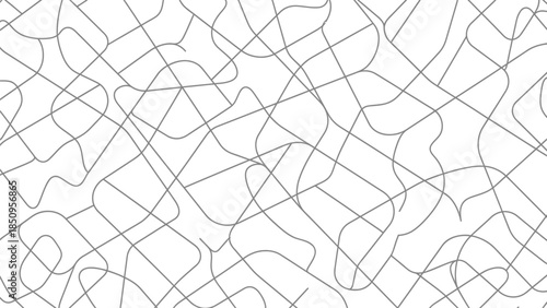 Abstract seamless pattern, black and white line art, continuous organic flow, modern minimalist background design