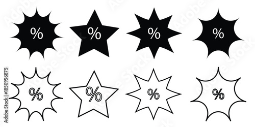 Discount Icon Set. Collection of Sale Tags and Promotional Offer Price Labels. Vector illustration.