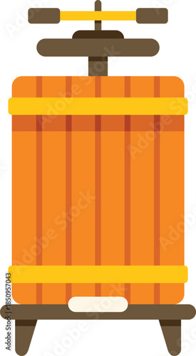 Traditional wooden wine press for grape processing making wine at home, winery equipment vector illustration in flat style