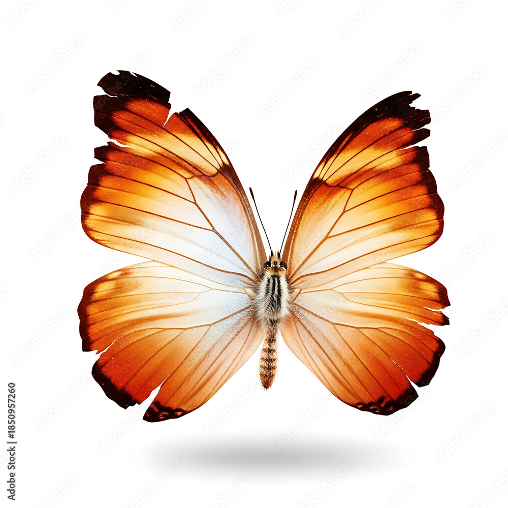 Fototapeta premium Orange butterfly on white background