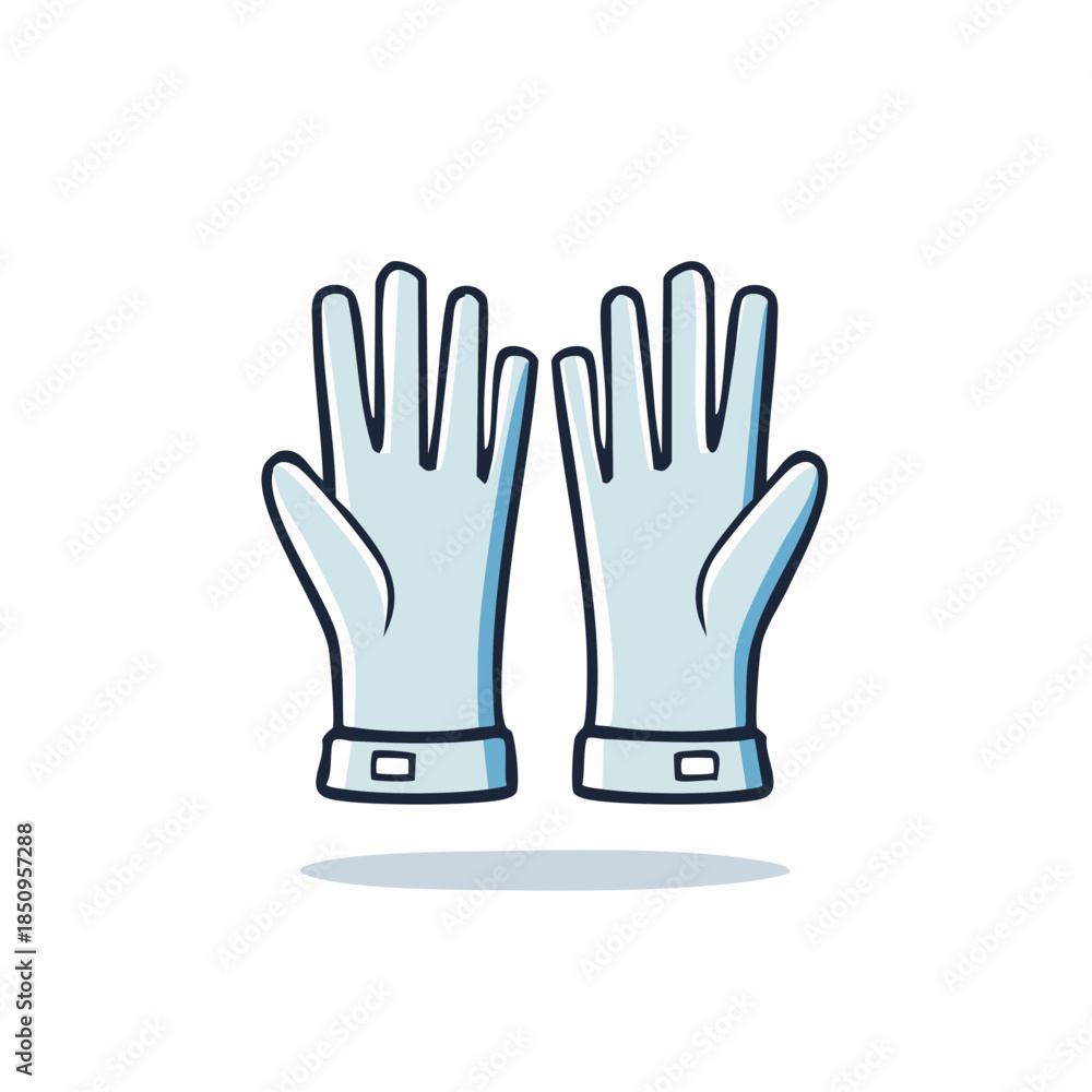 Obraz premium Cartoon illustration of protective gloves on white background