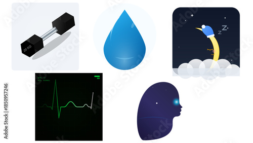 vector illustration of a set of water drops