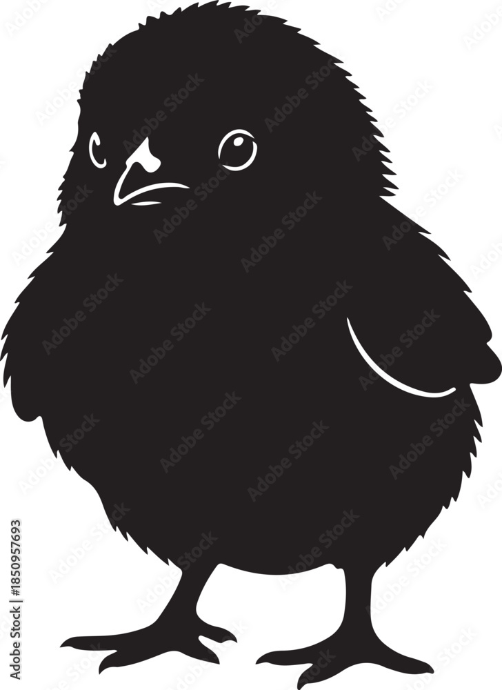 Obraz premium Cute Chick Icon Silhouette,Baby Hen icon, on white background