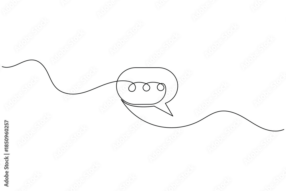 Obraz premium One Line Drawing of Chat Speech Bubble for Communication Concept