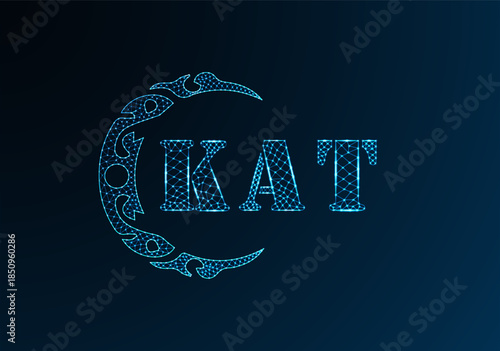 Low poly letter logo KAT design. KAT letter logo low poly vector design on blue color gradient background. KAT logo low poly design