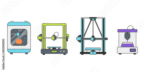 3D printers displaying modern additive manufacturing technology