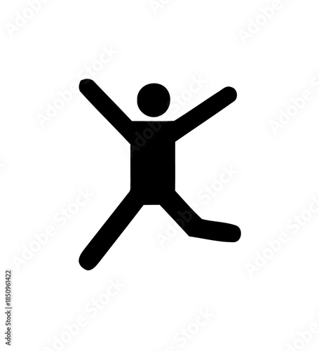 Playful Person Jumping or Hopping with Legs Apart and Arms Spread on an Isolated White Background