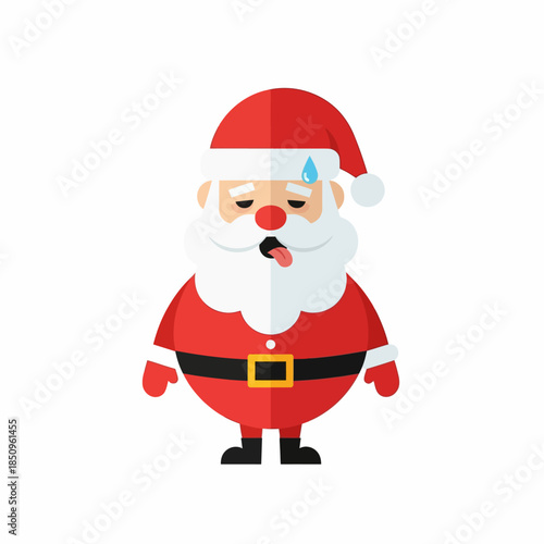 Santa Claus cartoon character stressed frustrated Xmas figure.