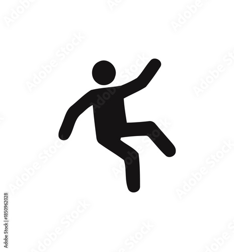 Man slipping and losing balance with arms out, a falling risk, on isolated white background