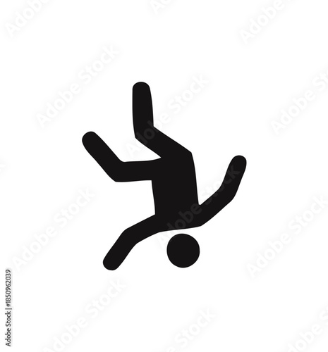 Man falling after tripping, indicating a slip hazard, on isolated white background