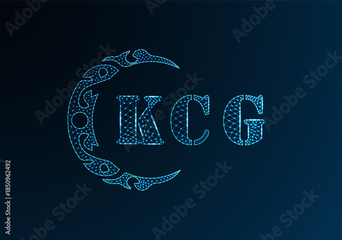 Low poly letter logo KCG design. KCG letter logo low poly vector design on blue color gradient background. KCG logo low poly design