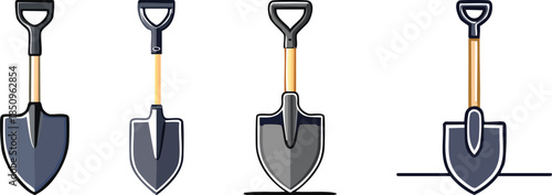 Minimal bold line gardening spade icon with rounded edges modern geometric black outline tool symbol