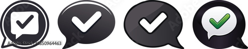 Minimal bold line sent message bubble icon with checkmark clean confirmation design delivery status symbol