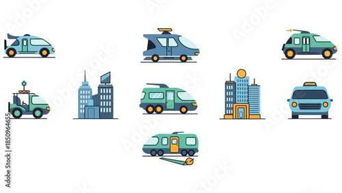 Futuristic Cityscape with Modern Transportation and Sleek Architecture Design Depicting Urban