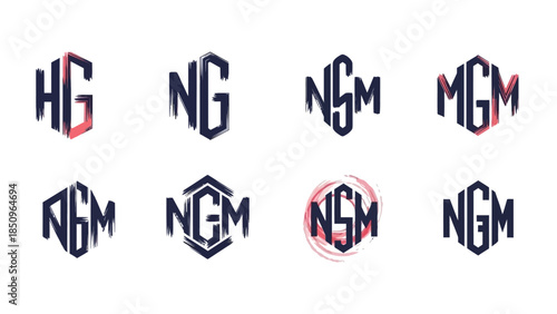 Collection of stylish initial monogram logo designs for fashion brand identity
