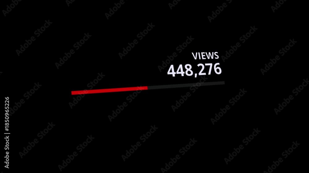 Animated views number of viral content. Counter quickly increasing to 1 ...