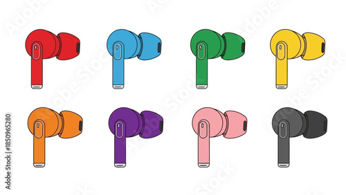 Colorful wireless earbuds collection, a modern vibrant set for audiophiles and music lovers