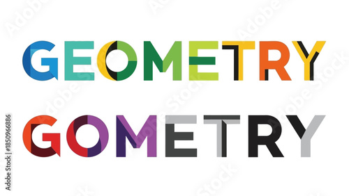 Colorful and grayscale word geometry concept design for educational purposes and vector graphics
