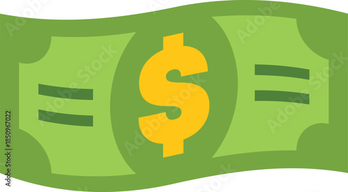 Green banknote waving in the wind, symbolizing finance, investment, and economic prosperity