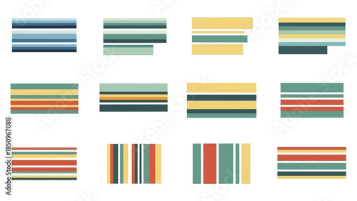 Retro-inspired striped patterns with vibrant and contrasting colors creating a visually dynamic