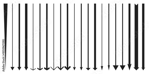 Clean black vertical lines with arrowheads pointing down for infographics and organizational chart designs