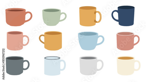 Colorful Mug Collection: A Variety of Ceramic Cups for Coffee, Tea, and Hot Beverages