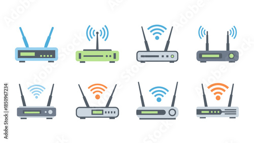 Collection of wireless router designs illustrating modern network connectivity solutions for