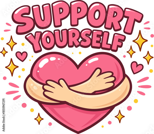 Support yourself: embrace self-love with a heart hug