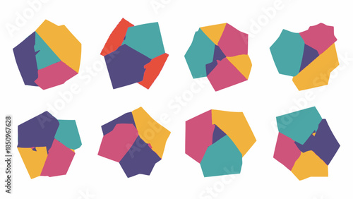 Abstract geometrical shapes with pastel colors in various configurations flat design