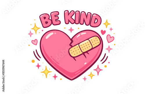 Be kind message with heart featuring bandage and decorative elements