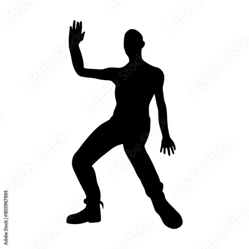 Cartoon zombie monster silhouette. Spooky and scary character. Isolated on white background.