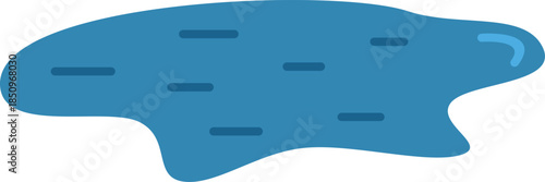 Cartoon puddle reflecting light on white background, representing weather, water, or a spill