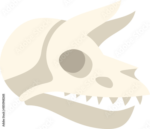 Side view of triceratops skull fossil showing prehistoric life