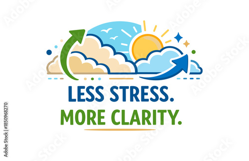 Bright sun and arrows illustrating positive mindset and stress relief