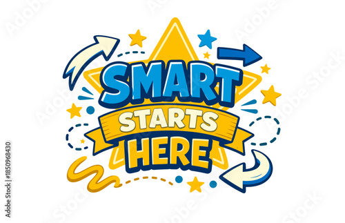 Motivational educational design with star and arrow elements