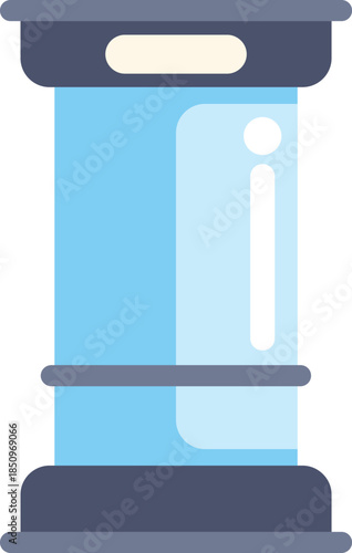 Modern glass teleportation booth creating shining light portal, enabling instant travel across time and space