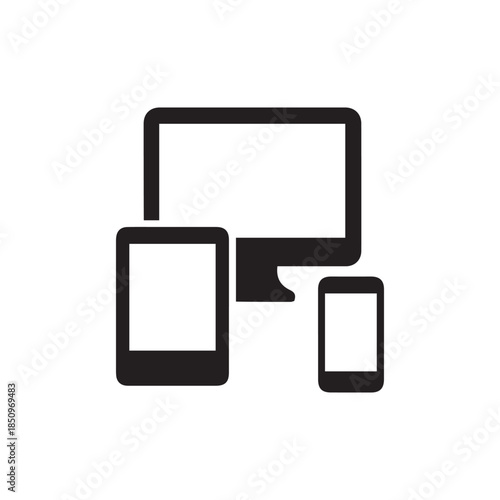 Computer and mobile phone icon on white background
