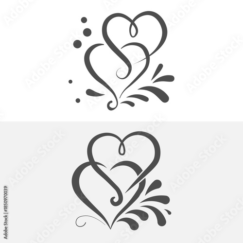 Elegant Intertwined Hearts Calligraphy Symbol