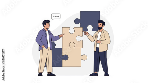 Business Partners Collaborating and Solving a Puzzle Together in a Professional Setting