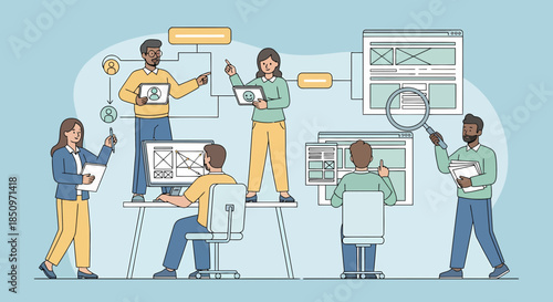 Diverse Team Collaboration Web Development Business Innovation Process