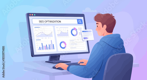 Person Analyzing Seo Optimization Analytics On Computer Screen
