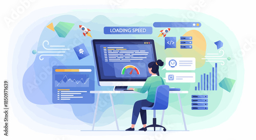 Website Optimization For Speed And Performance Vector Illustration