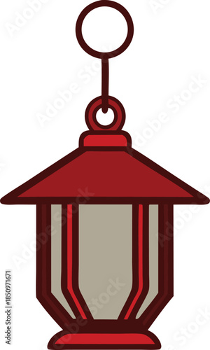 Traditional red japanese lantern hanging outdoors
