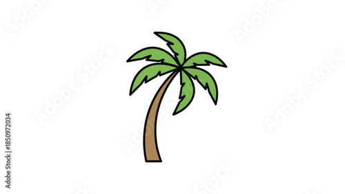 A simple cartoon drawing of a single palm tree.