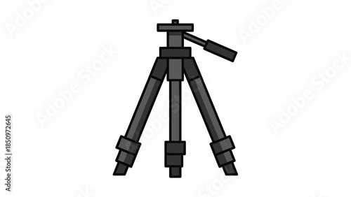 A sturdy black tripod with adjustable legs and a camera mount.